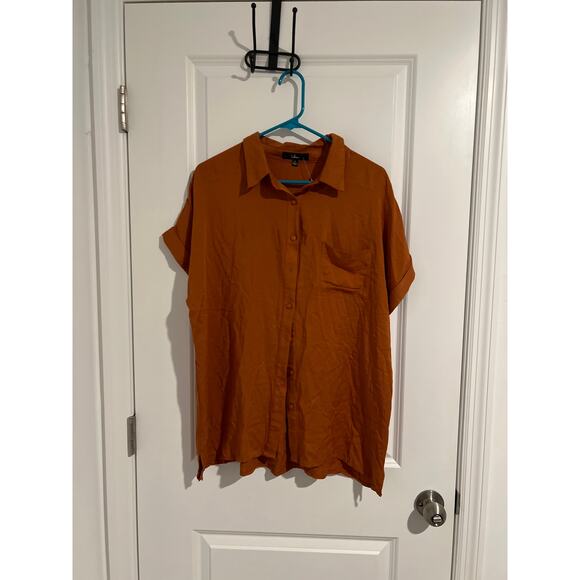 Lulus Blythe Short Sleeve Button-Up Top – Size L - Picture 1 of 5